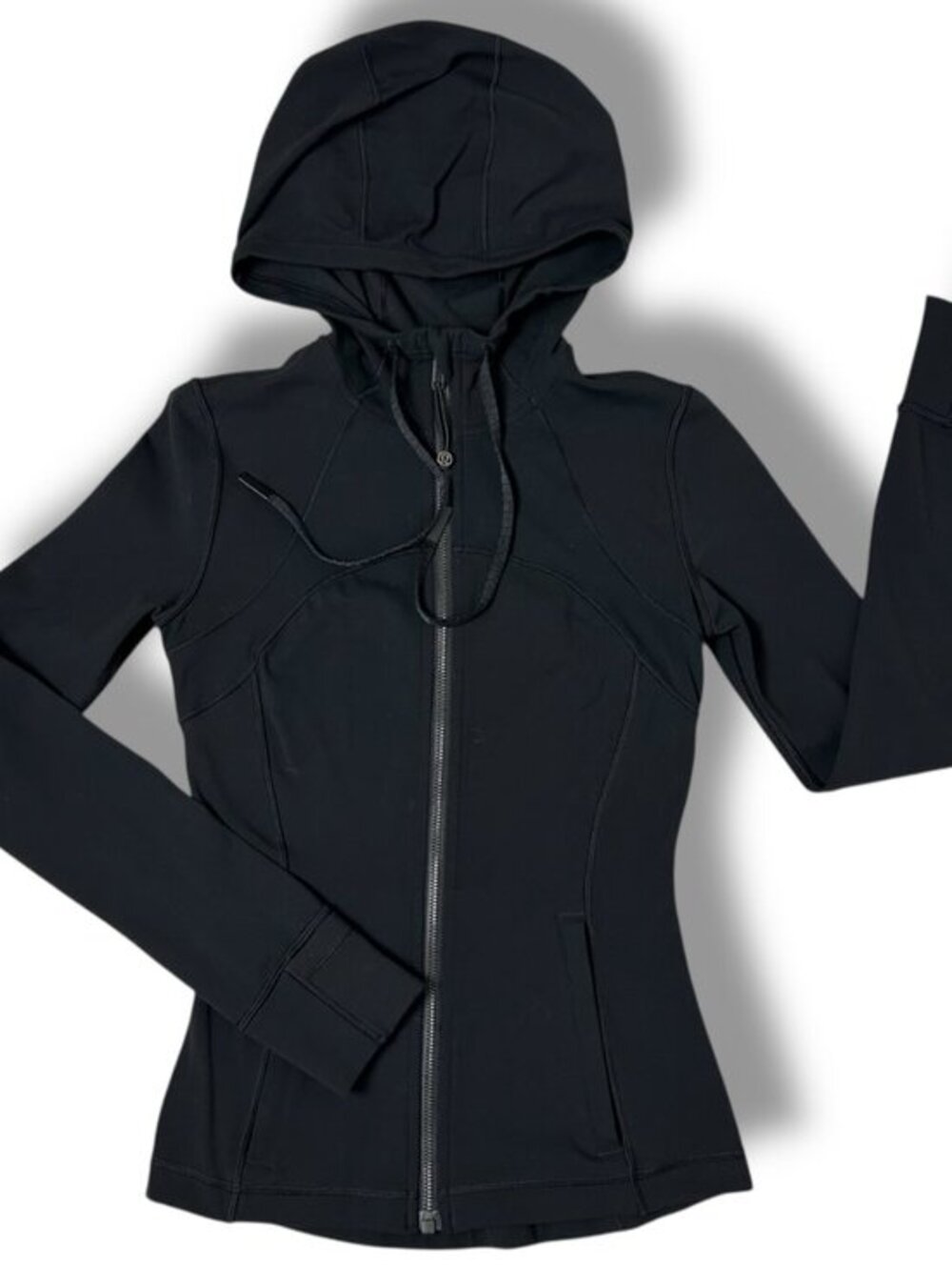 Lululemon Women's Define Hooded Nulu Jacket Black Full Zip Pockets Slim Fit Sz 2